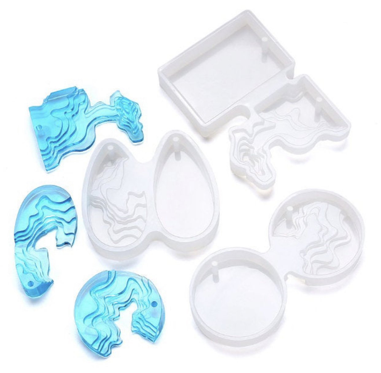 Square Silicone Beach Topographic Pendant mould - LBB Resin - Jewellery, preorder, spo-default, spo-disabled, Wholesale