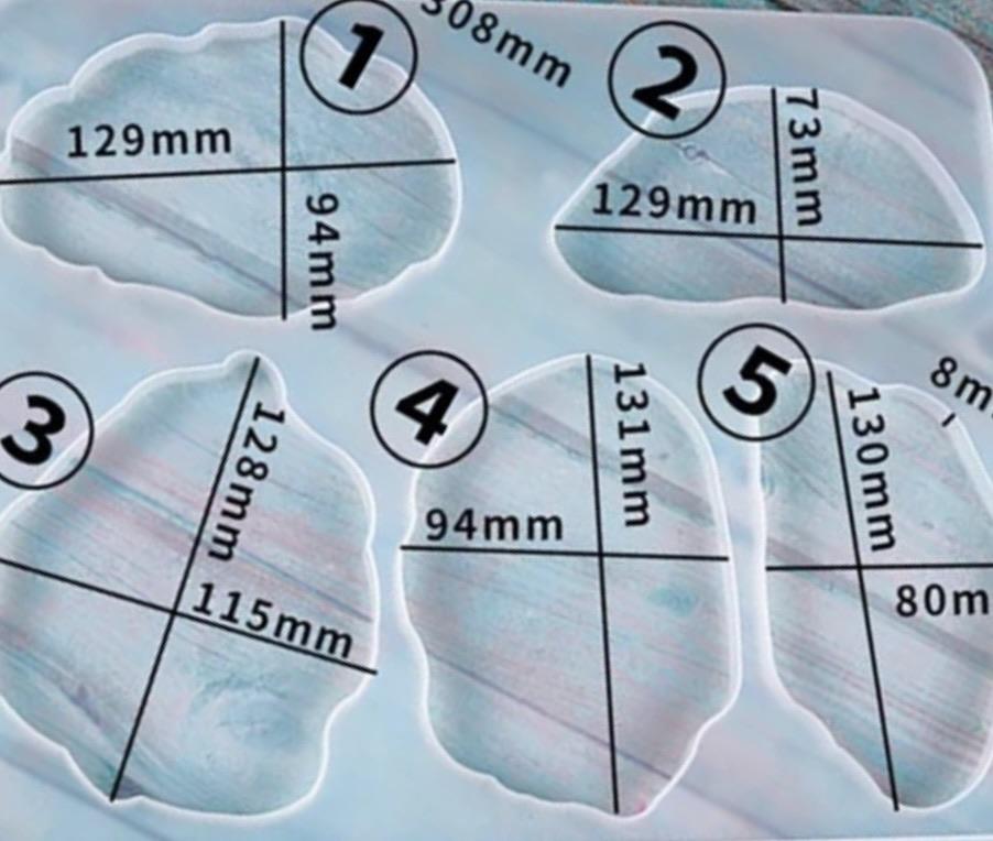 Agate tray 5 in 1 clear silicone mould - LBB Resin - agate, coaster, mould, try